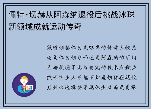 佩特·切赫从阿森纳退役后挑战冰球新领域成就运动传奇